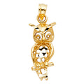 14K Yellow Gold Owl Pendant