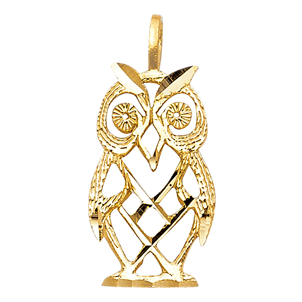 14K Yellow Gold Owl Pendant