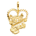 14K Yellow Gold Baby Bear W/ Heart Pendant
