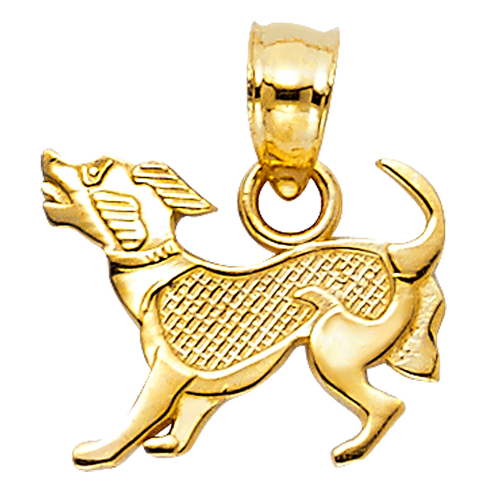 14K Yellow Gold Puppy Pendant