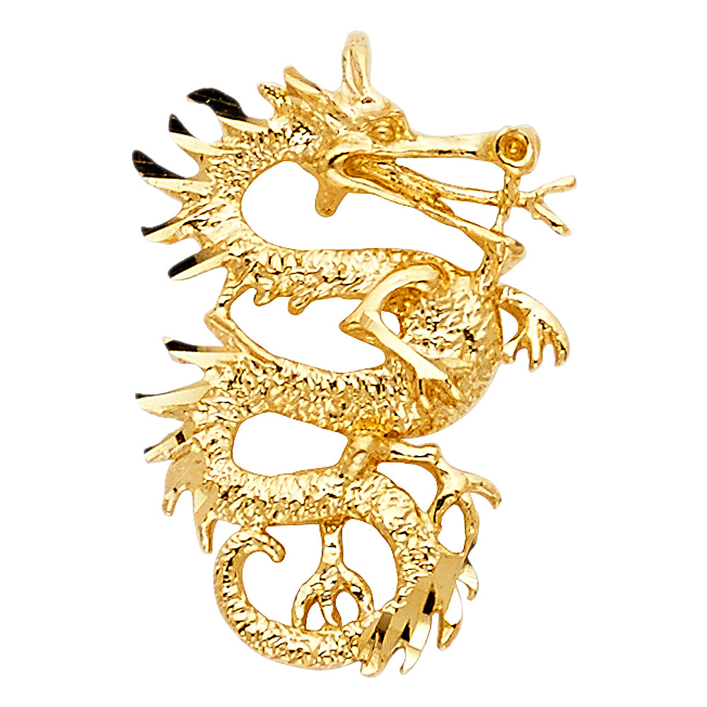14K Yellow Gold Dragon Pendant