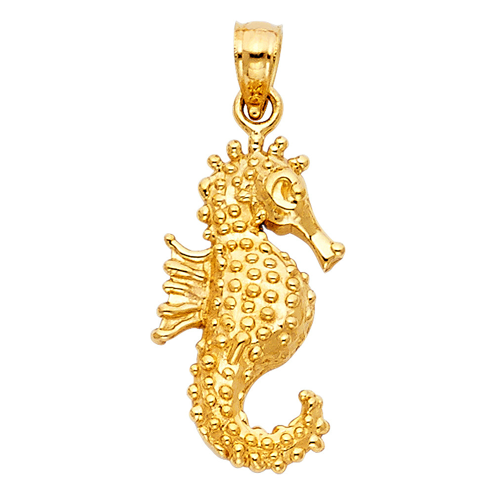 14K Yellow Gold Sea Horse Pendant