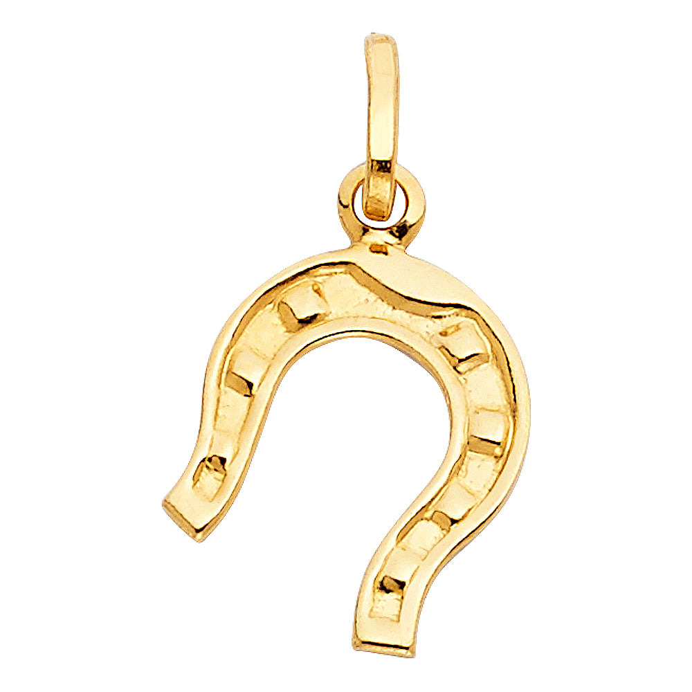 14K Yellow Gold Lucky Horseshoe Pendant