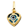 14K Yellow Gold Evil Eye Heart Pendant