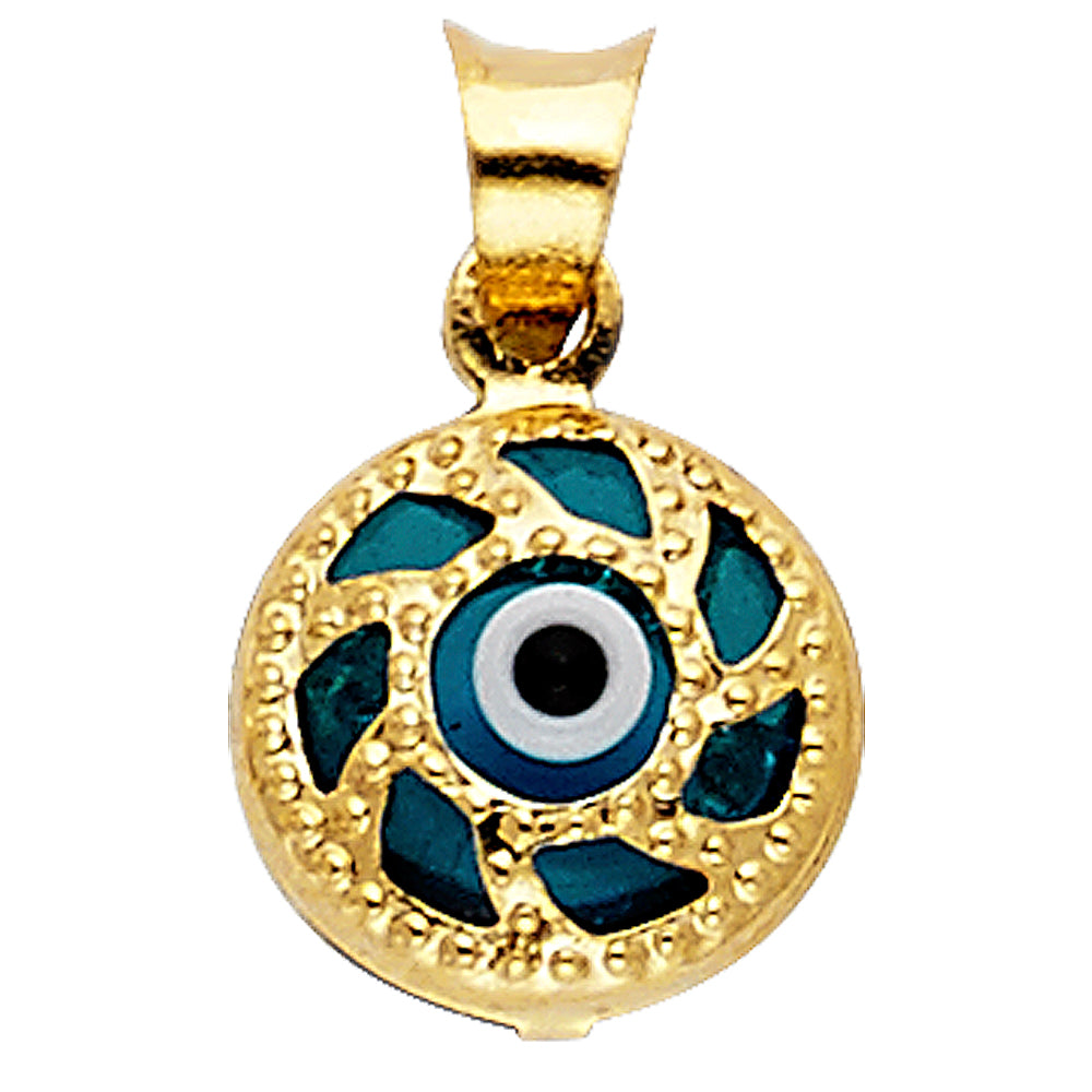 14K Yellow Gold Evil Eye Pendant