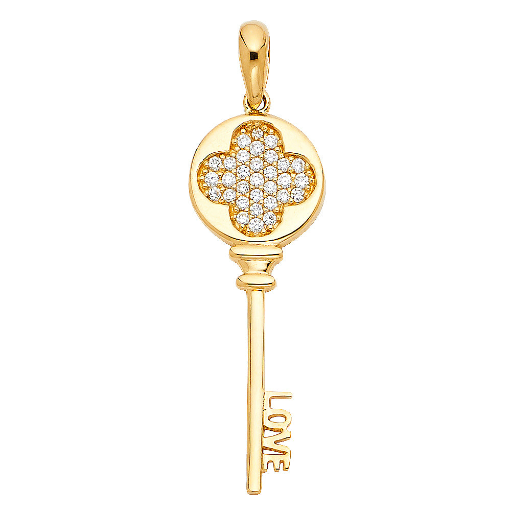 14K Yellow Gold Love Key Pendant