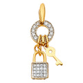 14K Two Tone Gold CZ Key & Lock Pendant