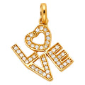 14K Yellow Gold CZ Love Pendant