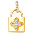14K Yellow Gold CZ Lock Pendant