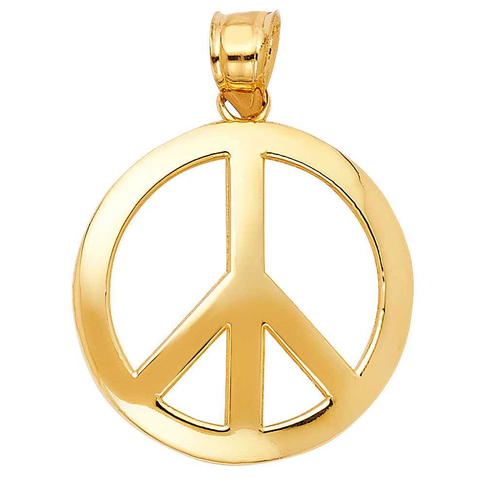 14K Yellow Gold Peace Sign Pendant