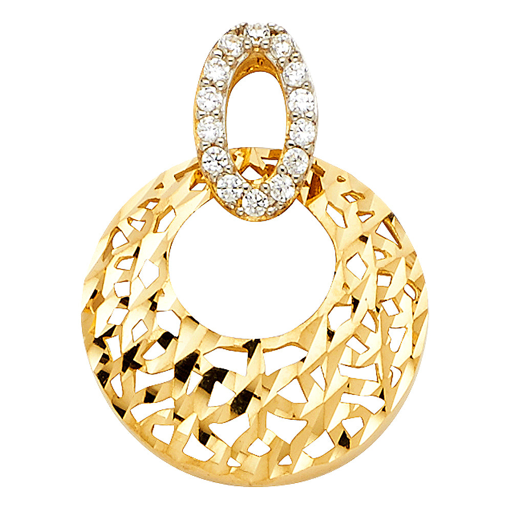 14K Two Tone Gold CZ Pendant