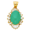 14K Yellow Gold CZ W/ Jade Pendant