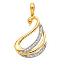 14K Two Tone Gold CZ Swan Pendant