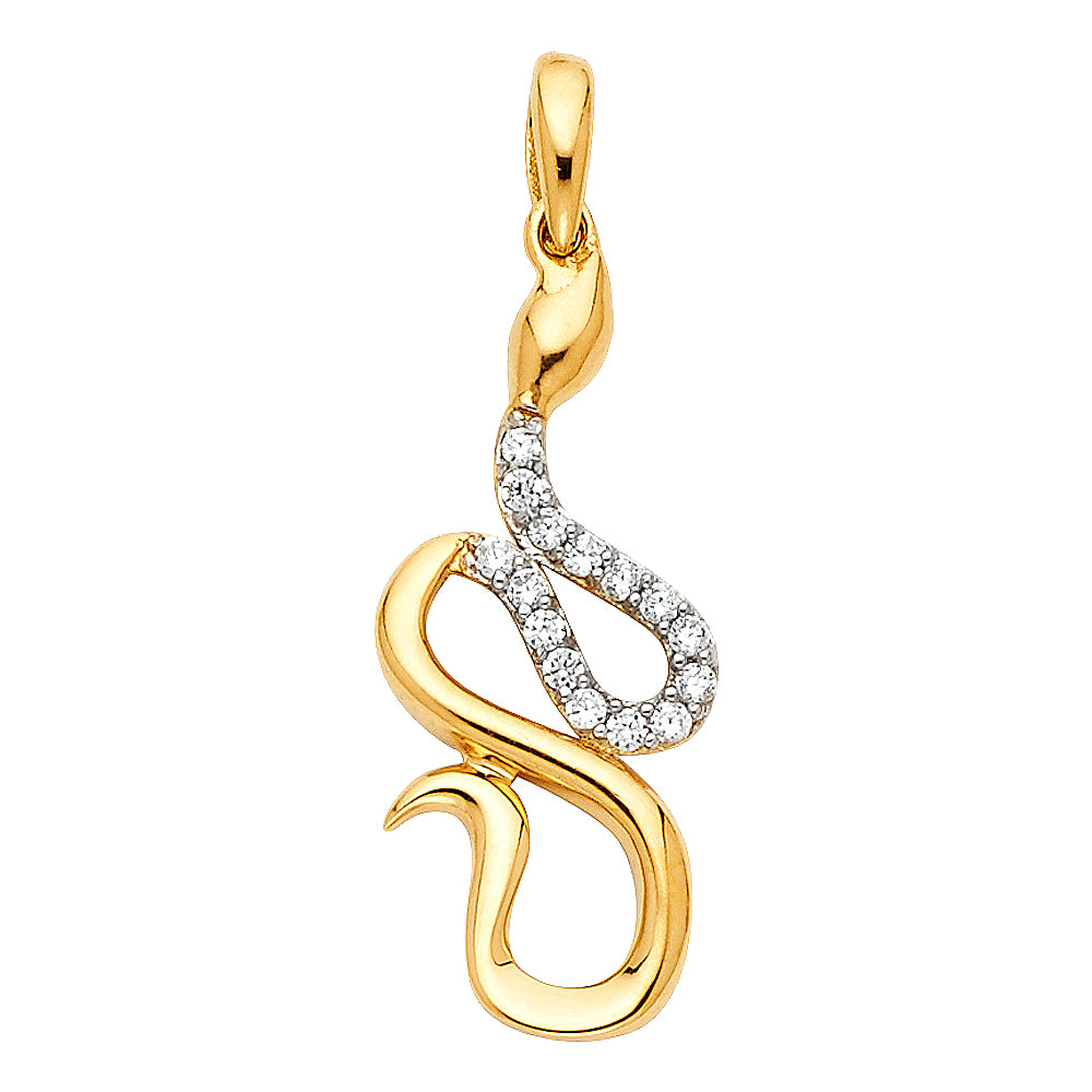 14K Two Tone Gold CZ Pendant