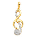 14K Two Tone Gold CZ The Treble Clef Pendant