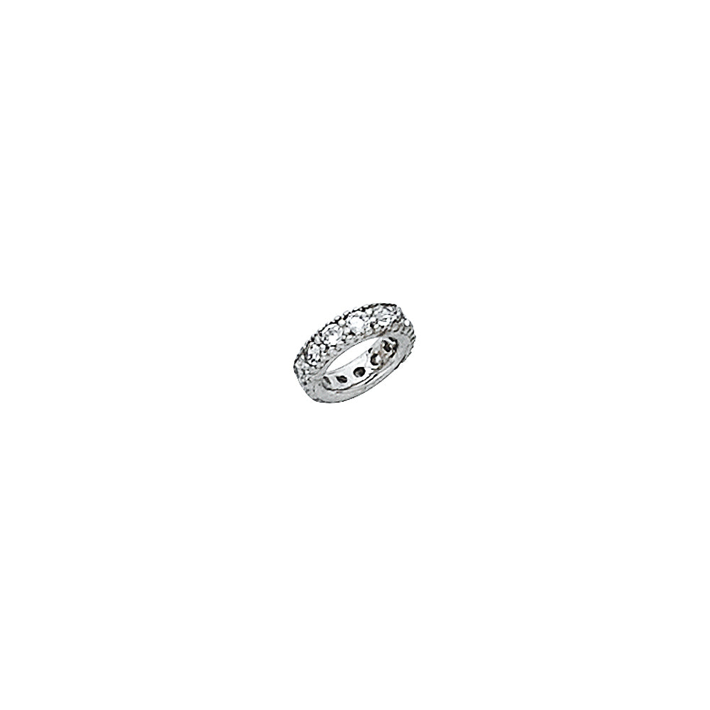 14K White Gold CZ Tiny Circle Pendant