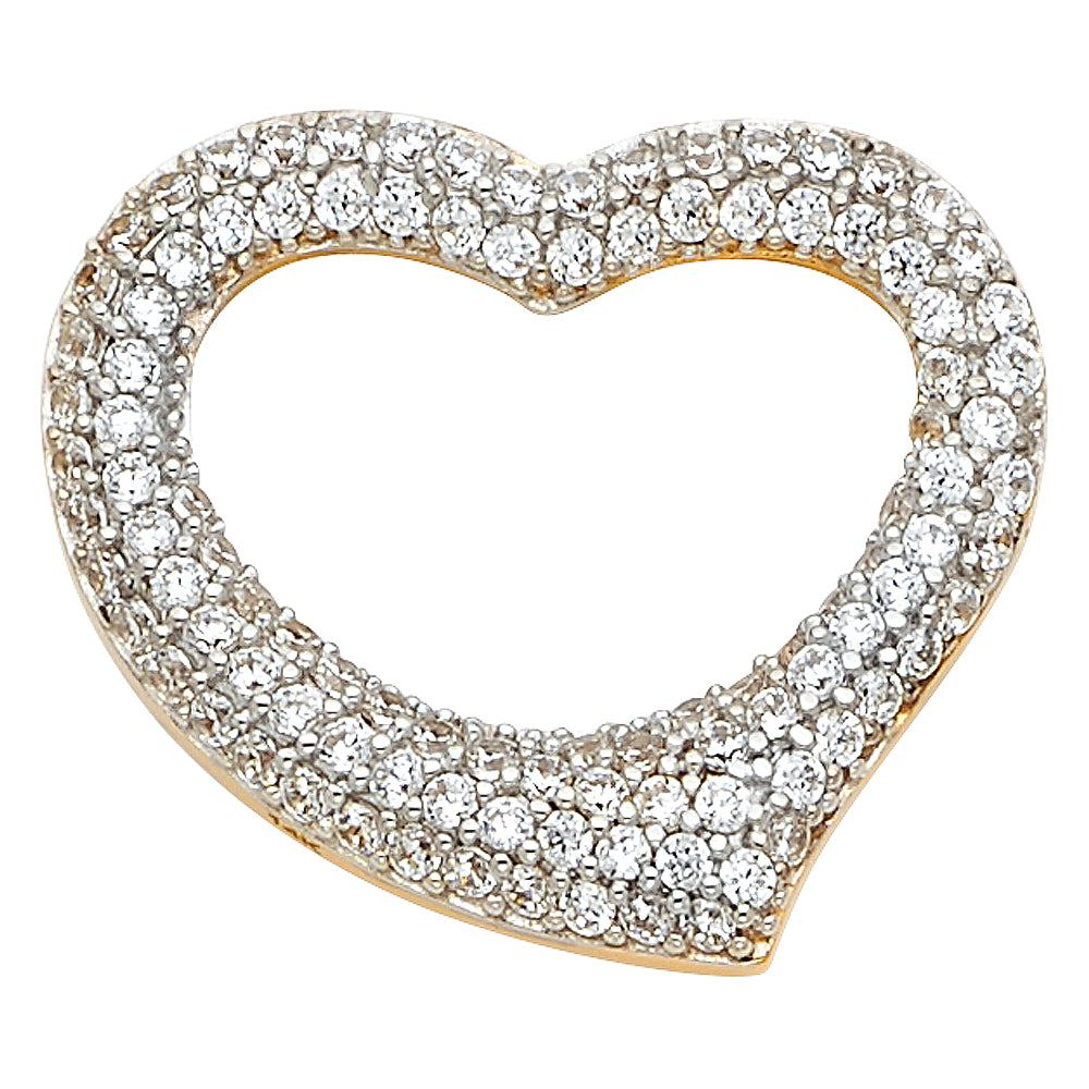 14K Two Tone Gold CZ Heart Pendant