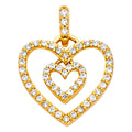 14K Yellow Gold CZ Heart Pendant