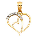 14K Two Tone Gold CZ Heart Pendant