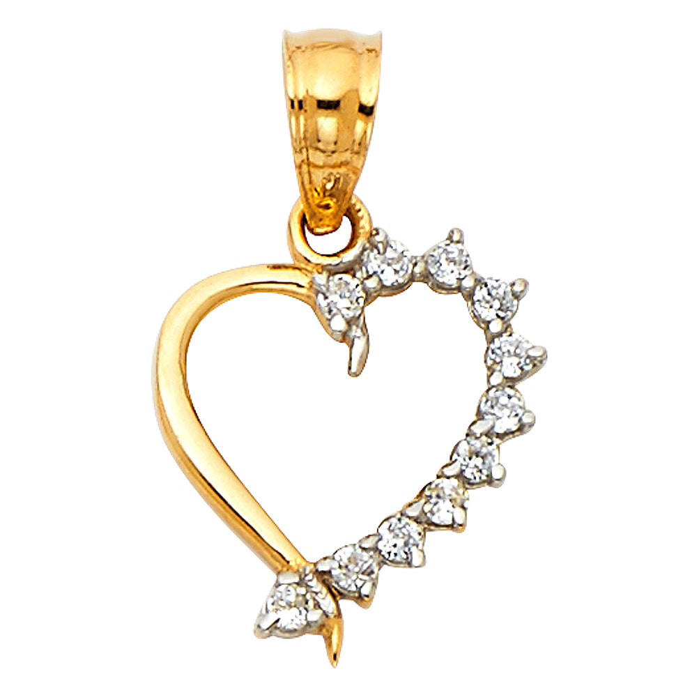 14K Yellow Gold CZ Heart Pendant