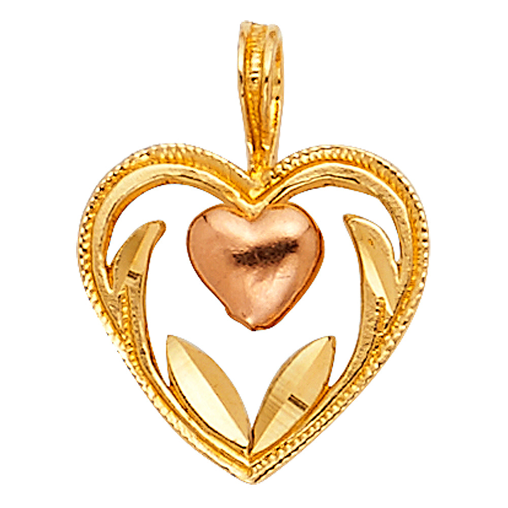 14K Two Tone Gold Heart Pendant