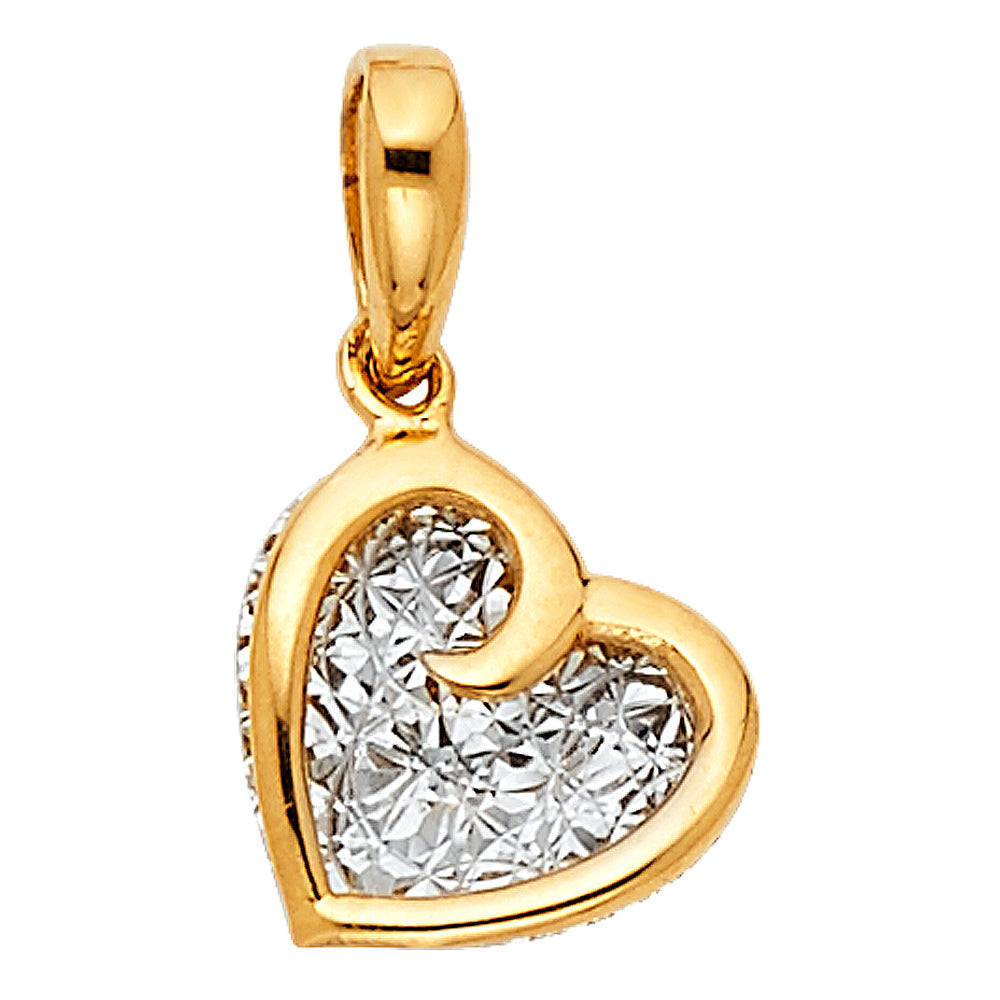 14K Two Tone Gold Heart Pendant