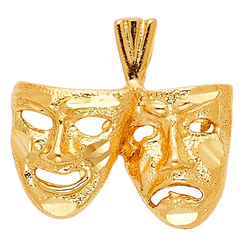 14K Yellow Gold Mask Pendant