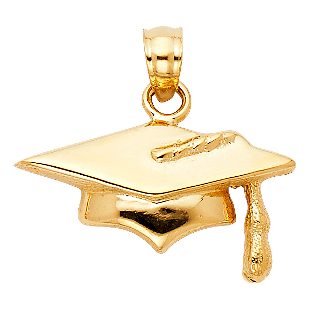 14K Yellow Gold Graduation Hat Pendant