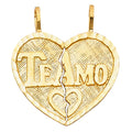 14K Yellow Gold Te Amo Heart 2 Piece Pendant
