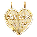 14K Yellow Gold Te Amo Heart 2 Piece Pendant