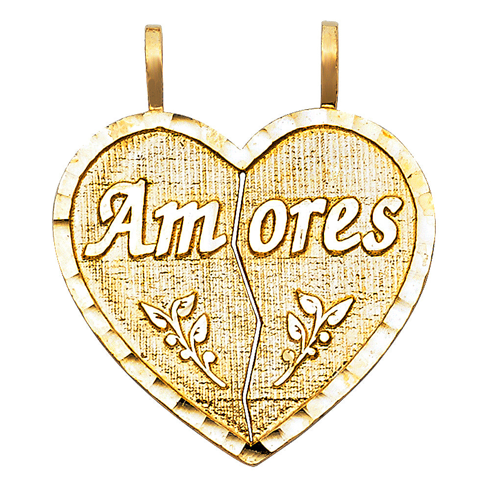 14K Yellow Gold Te Amo Heart 2 Piece Pendant