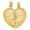 14K Yellow Gold Te Amo Heart 2 Piece Pendant