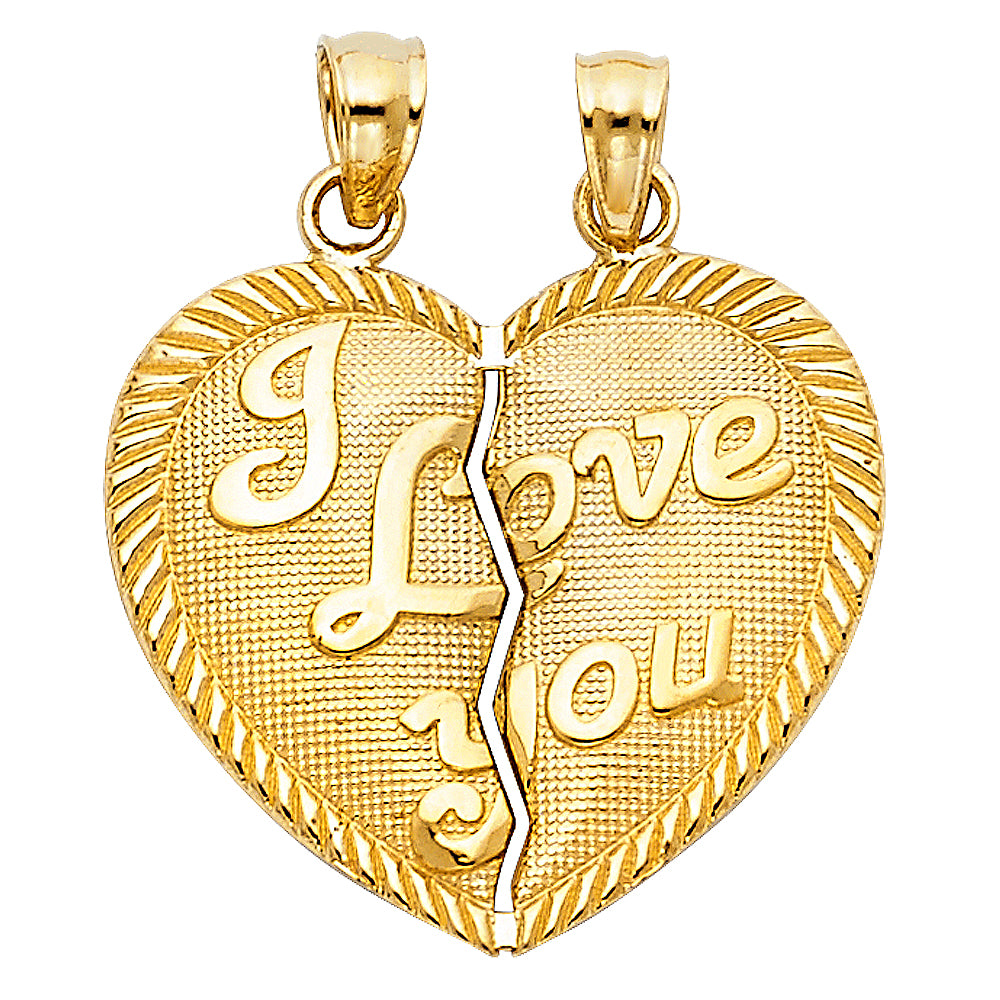 14K Yellow Gold Te Amo Heart 2 Piece Pendant
