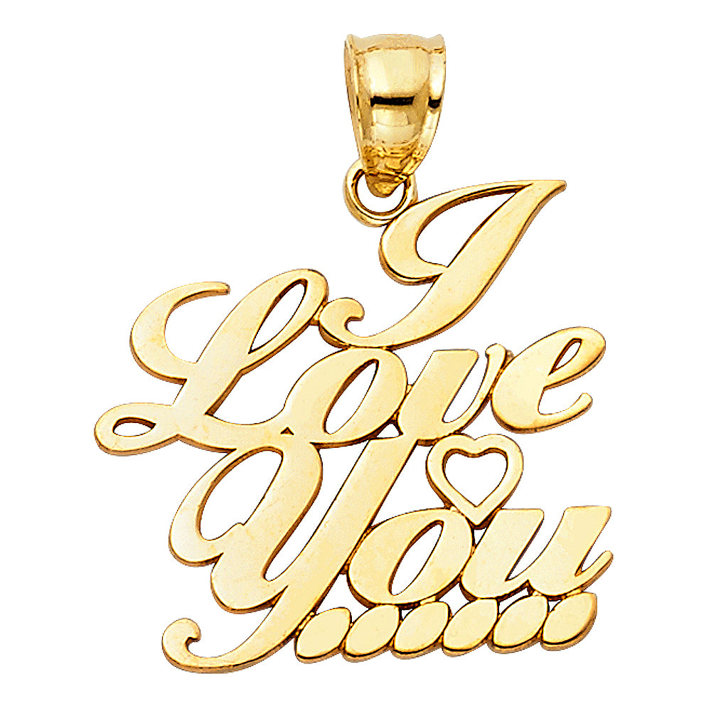 14K Yellow Gold I Love You Heart Pendant