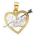 14K Two Tone Gold I Love You Heart Pendant