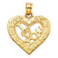 14K Yellow Gold I Love You Heart Pendant