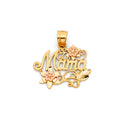 14K Two Tone Gold Mom Pendant