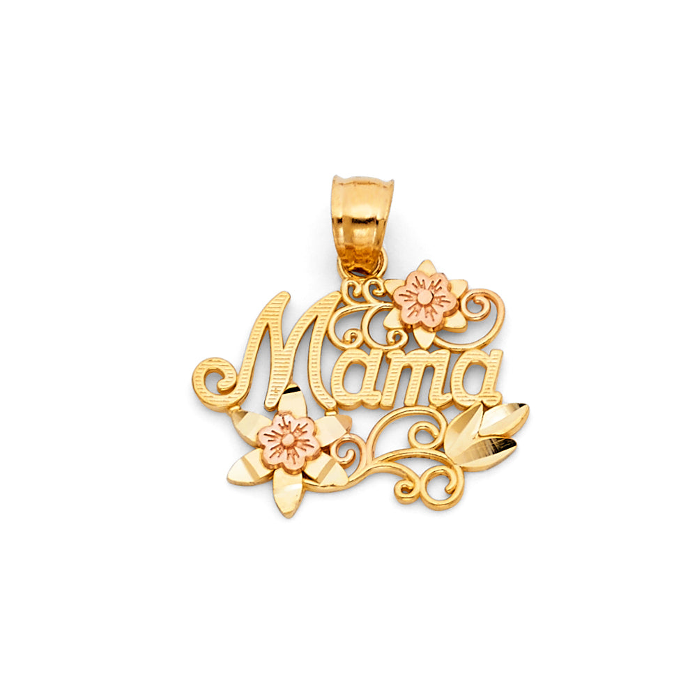 14K Two Tone Gold Mom Pendant