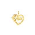 14K Yellow Gold Mom Heart Pendant