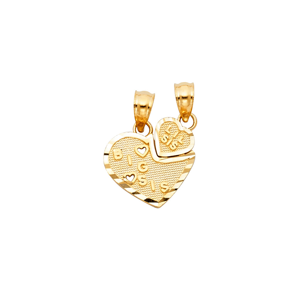 14K Yellow Gold Heart 2 Piece Pendant