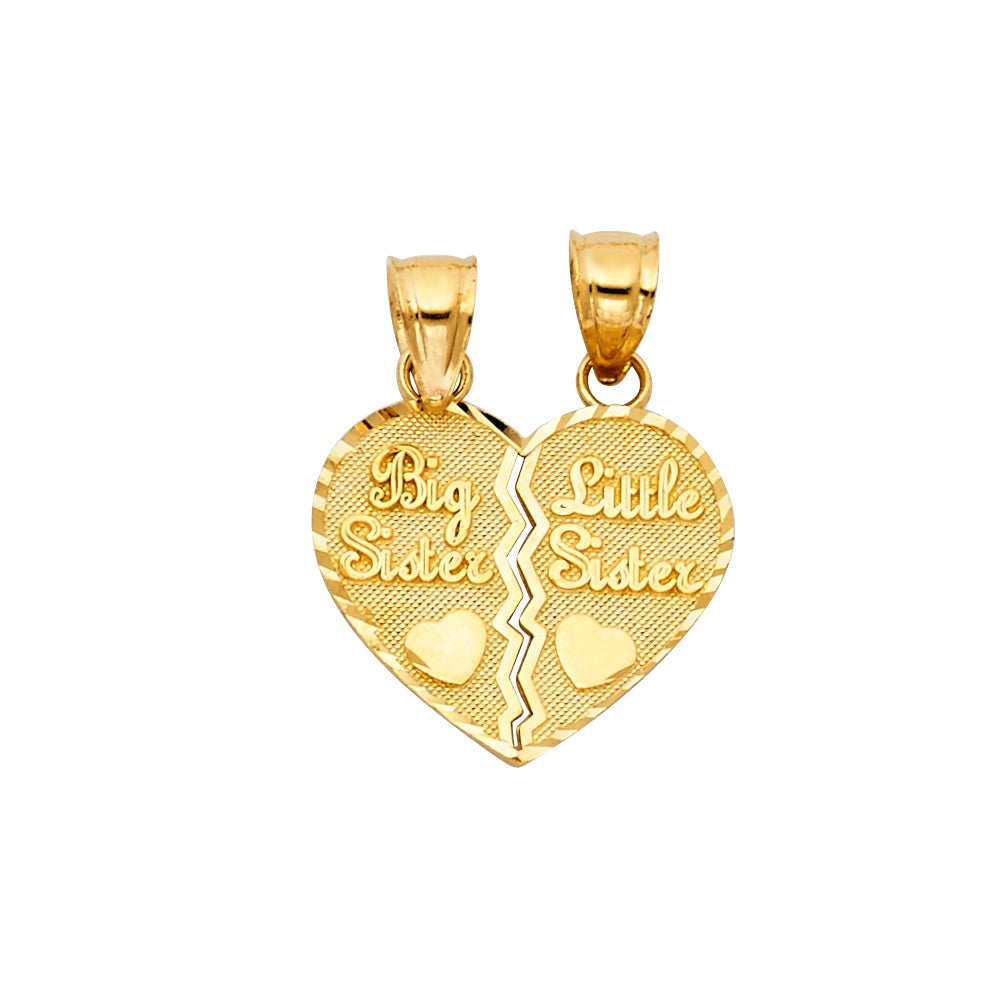14K Yellow Gold Heart 2 Piece Pendant
