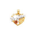 14K Yellow White Rose Gold Te Amo Heart Pendant