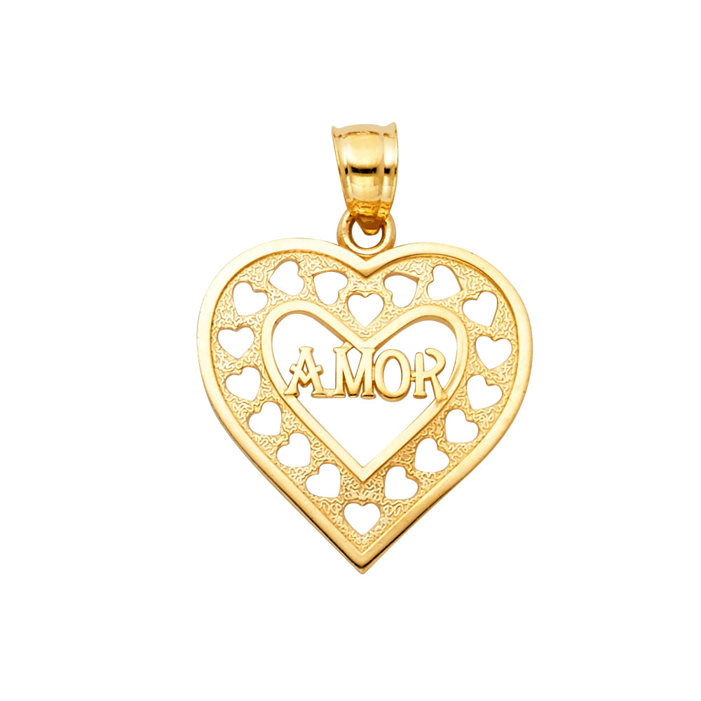 14K Yellow Gold Te Amo Heart Pendant