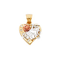 14K Yellow White Rose Gold CZ 15 Years Heart Pendant