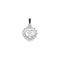 14K White Gold CZ 15 Years Heart Pendant