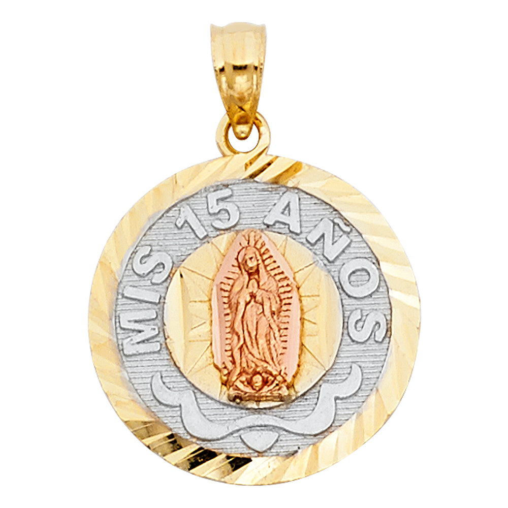 14K Yellow White Rose Gold 15 Years Pendant