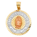 14K Yellow White Rose Gold 15 Years Pendant