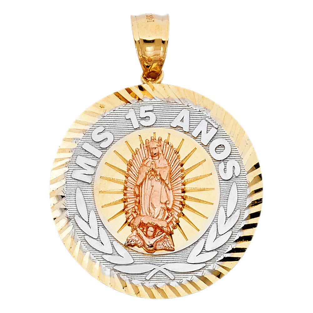 14K Yellow White Rose Gold 15 Years Pendant