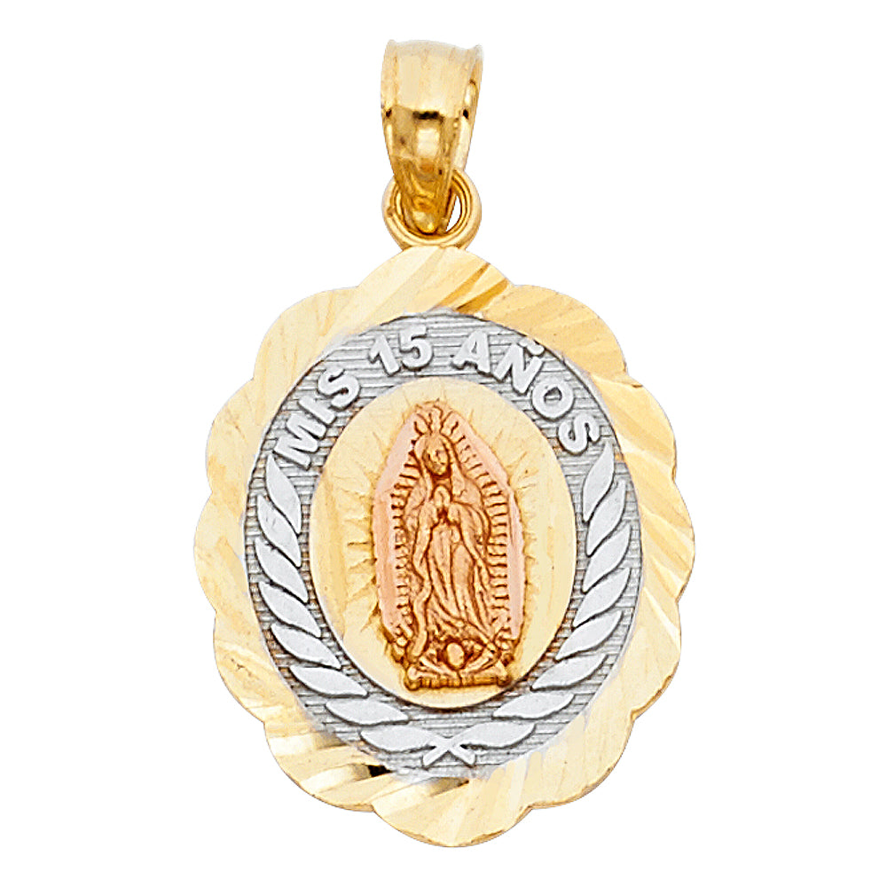 14K Yellow White Rose Gold 15 Years Pendant