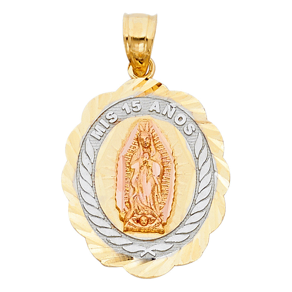 14K Yellow White Rose Gold 15 Years Pendant